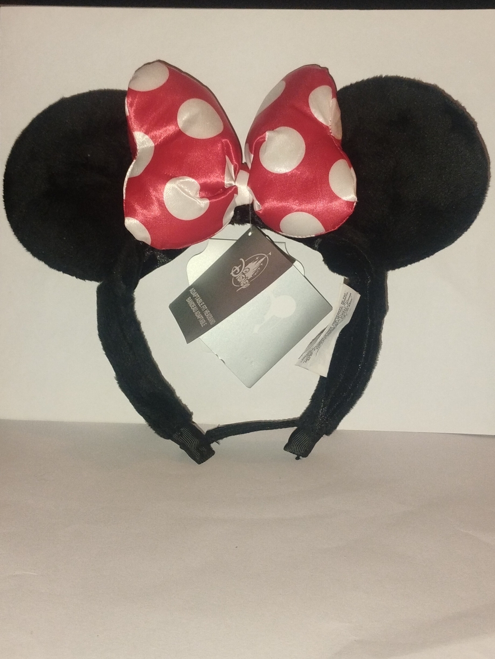 Disney Parks Minnie Mouse Adaptable Fit Headband Soft Plush Ears Satin Bow NWT